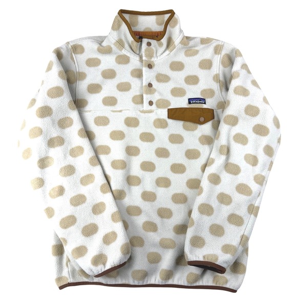 Patagonia Tops - Patagonia Synchilla Fleece Pullover Womens Medium Polka Dot Snap-T Cream Tan